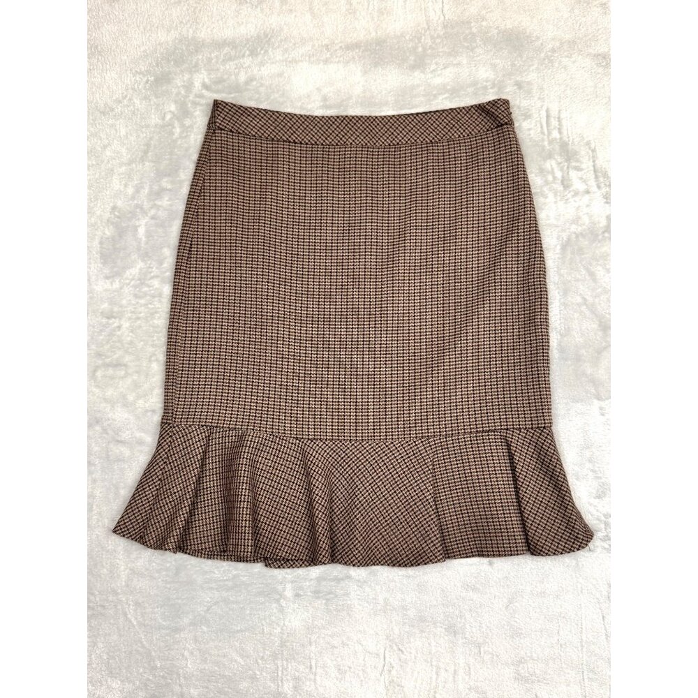 Houndstooth Ruffle Hem Skirt 2 Office Professional Preppy Academia